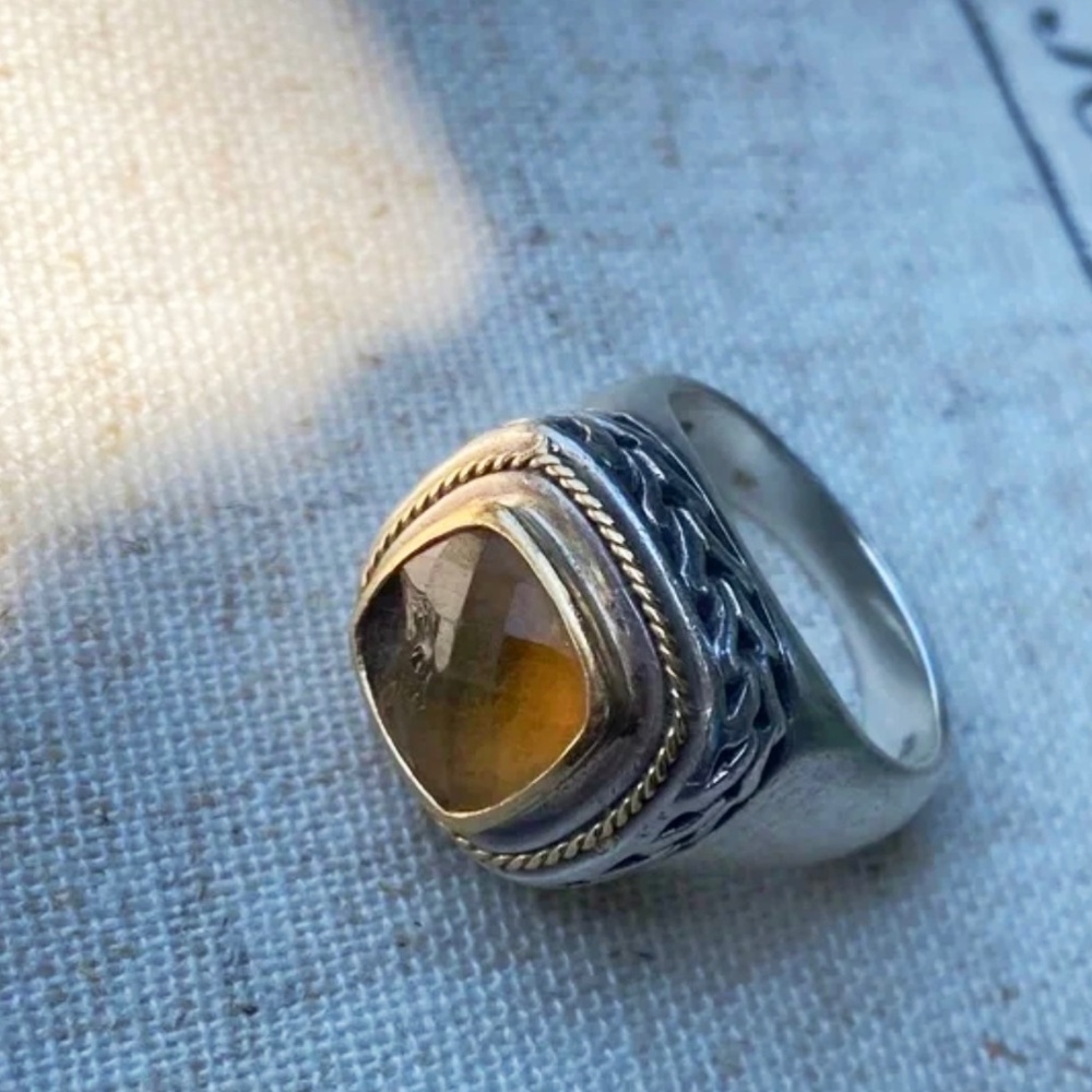 925 Sterling Silver Effy Ring With Natural Citrine 85$